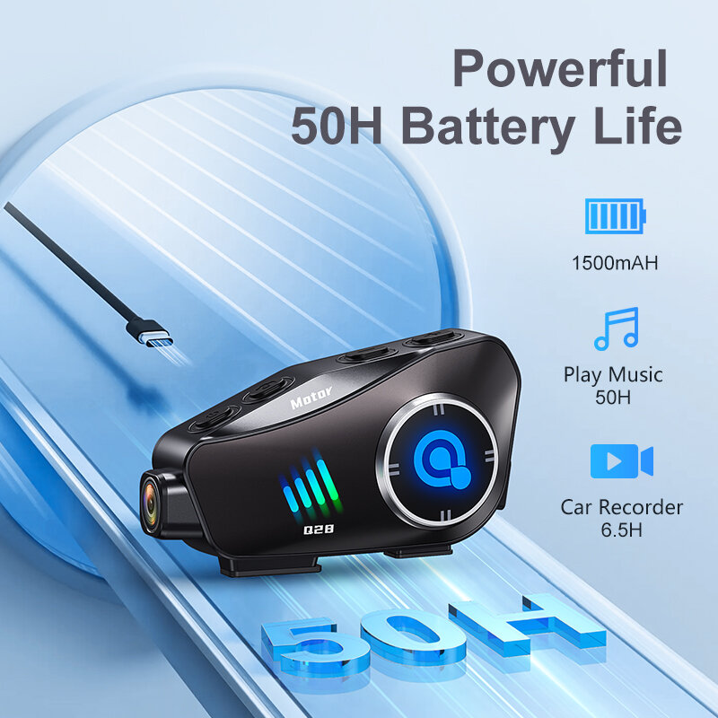 Kask motocyklowy słuchawki Bluetooth 5.3, kamera na deskę rozdzielczą kamera nagrywanie, fotografia, połączenie z mikrofonem redukująca hałas wodoodporny