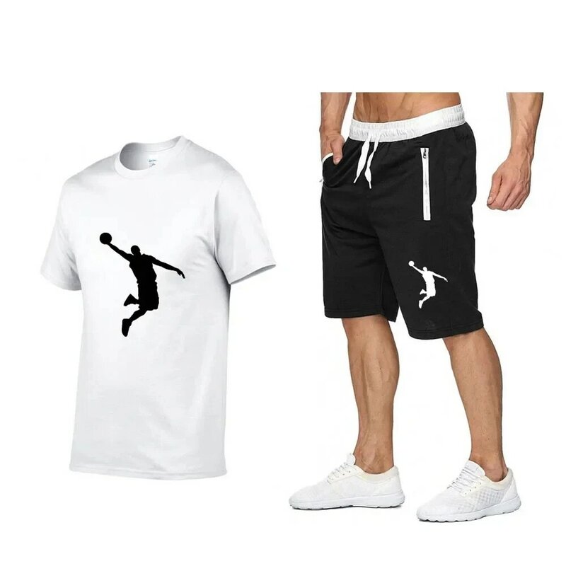 Sports Shirt and Shorts Two-Piece Set for Men, Ideal for Casual Sports