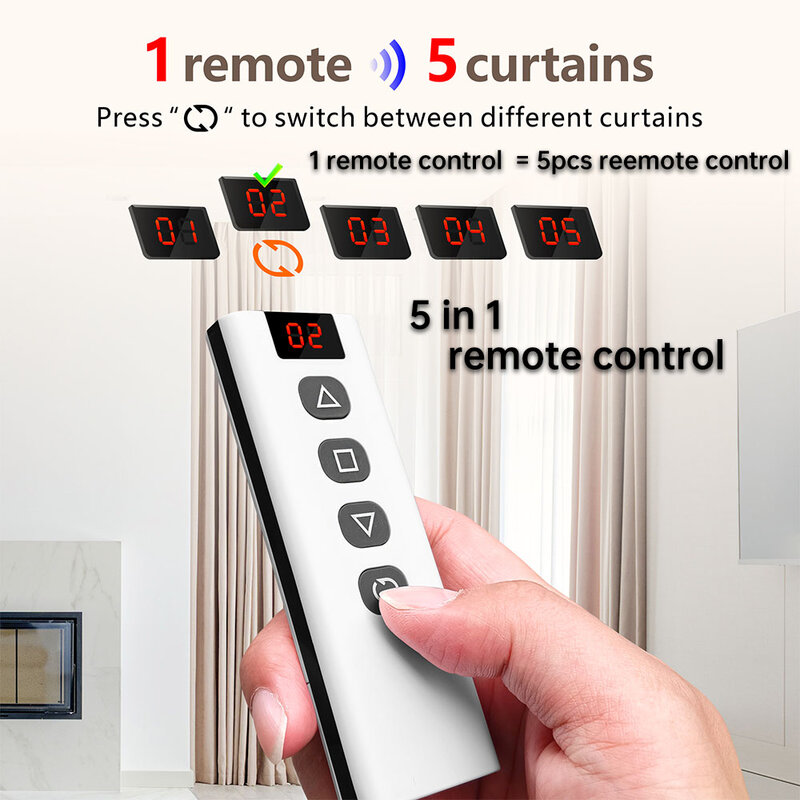 Wifi Rf Curtain Switch Tuya Smart Life Roller Shutter Module 433mhz 5-IN-1 Remote Control,for Garage Door Window Blinds Alexa
