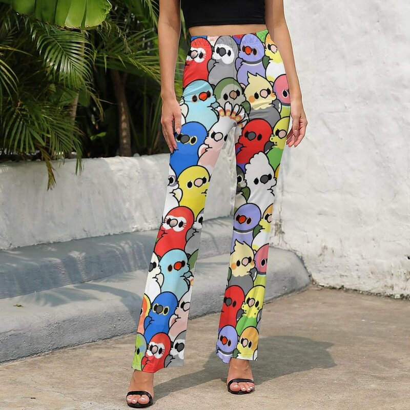 Pantaloni Casual colorati per uccelli da donna My Birdness Slim Streetwear Flare Pants pantaloni dal Design elegante quotidiano