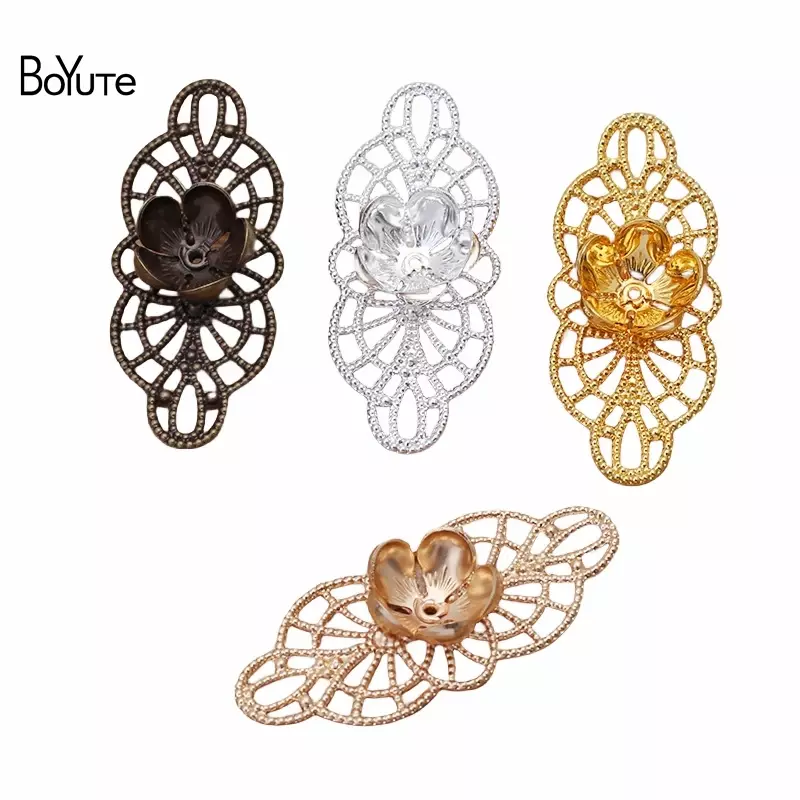 BoYuTe (20 pezzi/lottp) 19*43MM metallo ottone filigrana materiali floreali accessori fai da te fatti a mano per la creazione di gioielli corona diadema