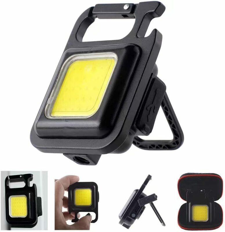 Mini portátil de bolso USB lanterna recarregável, COB Trabalho Light, LED Chaveiros para Outdoor, Emergência, Camping, Corkscrew, Pesca