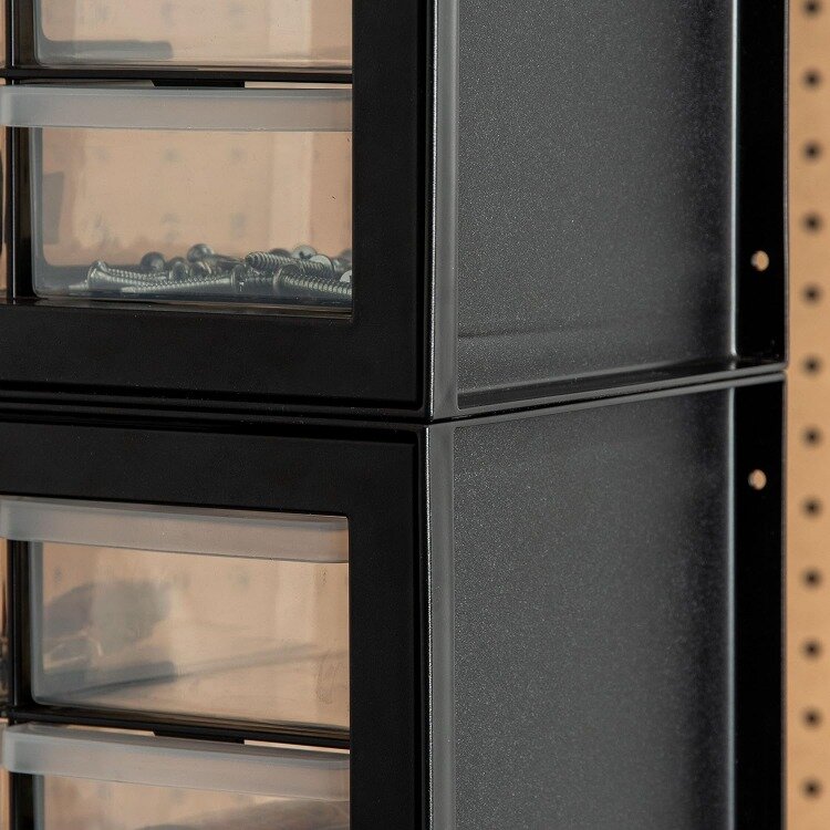 Составной шкаф для хранения металлических деталей IRIS USA, 44 ящика, 19,5 дюйма, Ш x 7 дюймов, Д x 15,5 дюйма, черный, мелкий кирпич