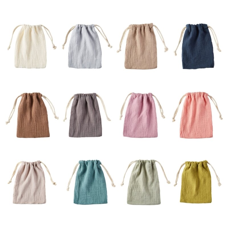 Baby Diaper Carriers Solid Color Drawstring Bag Portable Storage 24x18cm