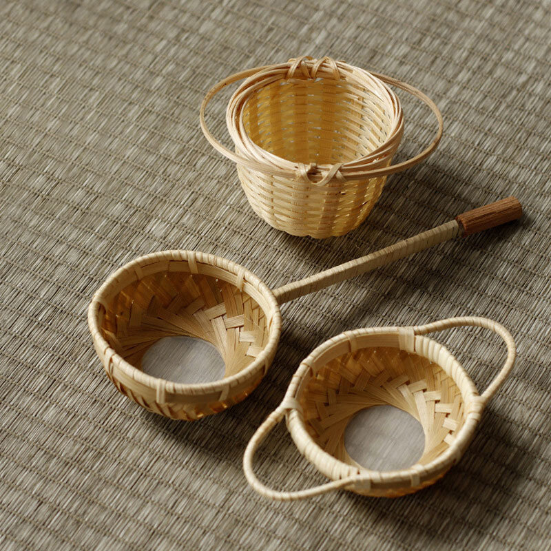 Coladores de té de bambú, utensilios de Ceremonia de té, decoración de mesa, herramienta de cocina, embudo de hojas de té de ratán japonés, accesorios