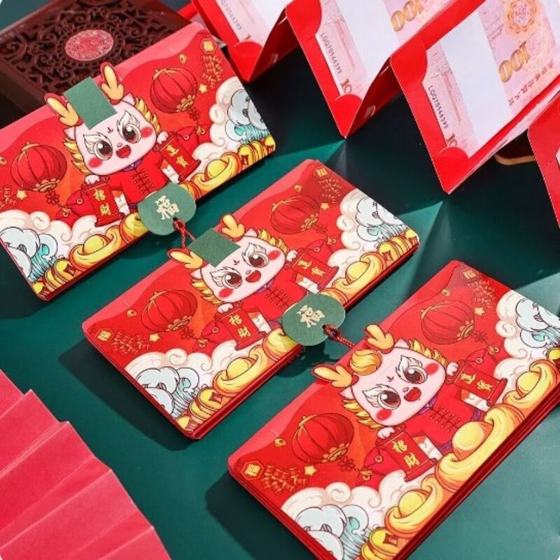 2/6/10slot 2024 drago cinese anno 3D pieghevole busta rossa Festival di primavera tasca rossa borsa per soldi fortunati HongBao regalo di capodanno