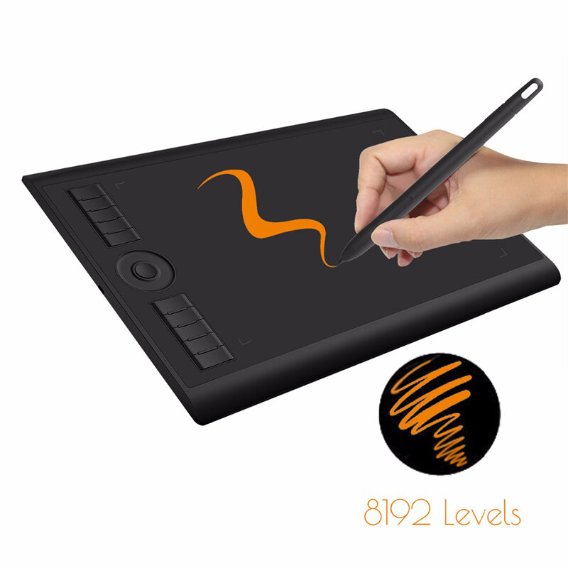GAOMON M10K versión 2018 10 x 6,25 pulgadas, tableta para dibujo gráfico con bolígrafo, bolígrafo pasivo de 8192 niveles de presión