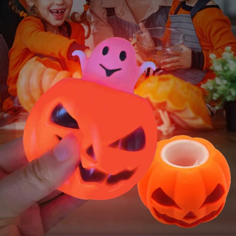Mainan Labu Bercahaya Aman Mainan Dekompresi Emosi Ventilasi Fleksibel Mainan Penekan Stres Sensorik Halloween