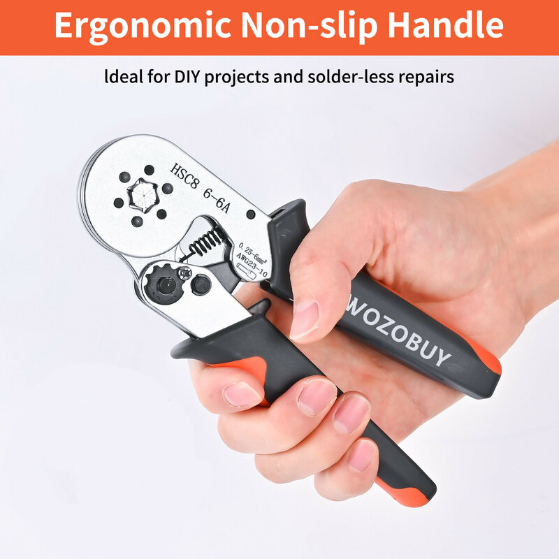 Ferrule Sleeves Terminal Crimping Tools Mini Electrical Pliers HSC8 6-4/6-6(0.25-10mm²/0.25-6mm²) Wire Connection Repair Clamp