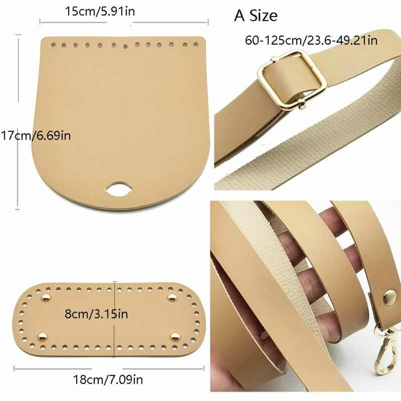 3Pcs/Set Replacement Leather Shoulder Bag Strap Bottom Solid Color Handmade DIY Bag Accessories Hardware Accessories PU