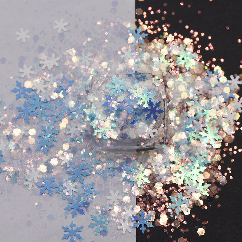 Natal Nail Art Glitter, Mix Hexagon Shape Flocos, colorido, Mulitshape, floco de neve, Manicure Decorações, DIY, 10g por saco