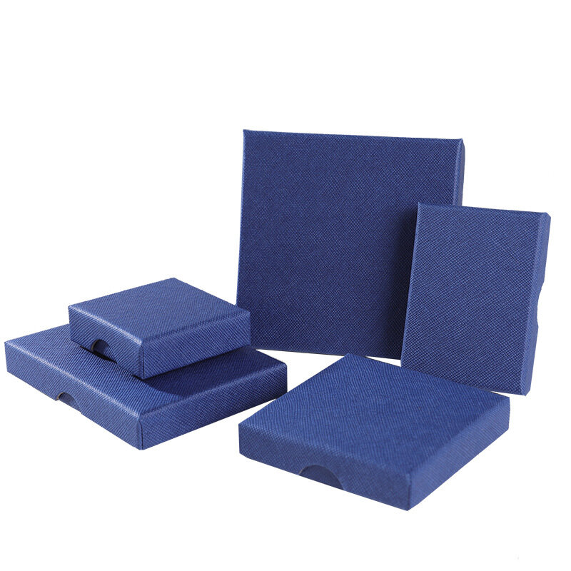 Cajas de cartón de papel para embalaje de joyería, 12 piezas, 1,5 cm, anillo, collar, pulsera, tarjeta, algodón Kraft relleno, caja de almacenamiento de regalo