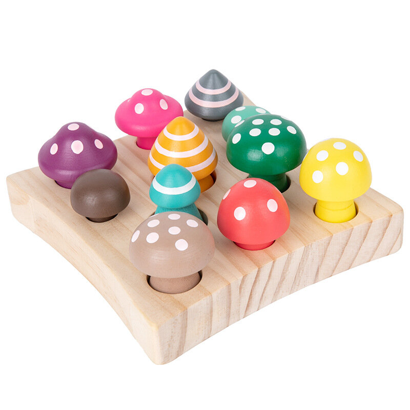 Pilzformen passen Spielzeug Lernspiel zeug 1 bis 2 Jahre Gehirns pielzeug für Kinder Farb nummern erkennung Holz Lern gedächtnis spiele