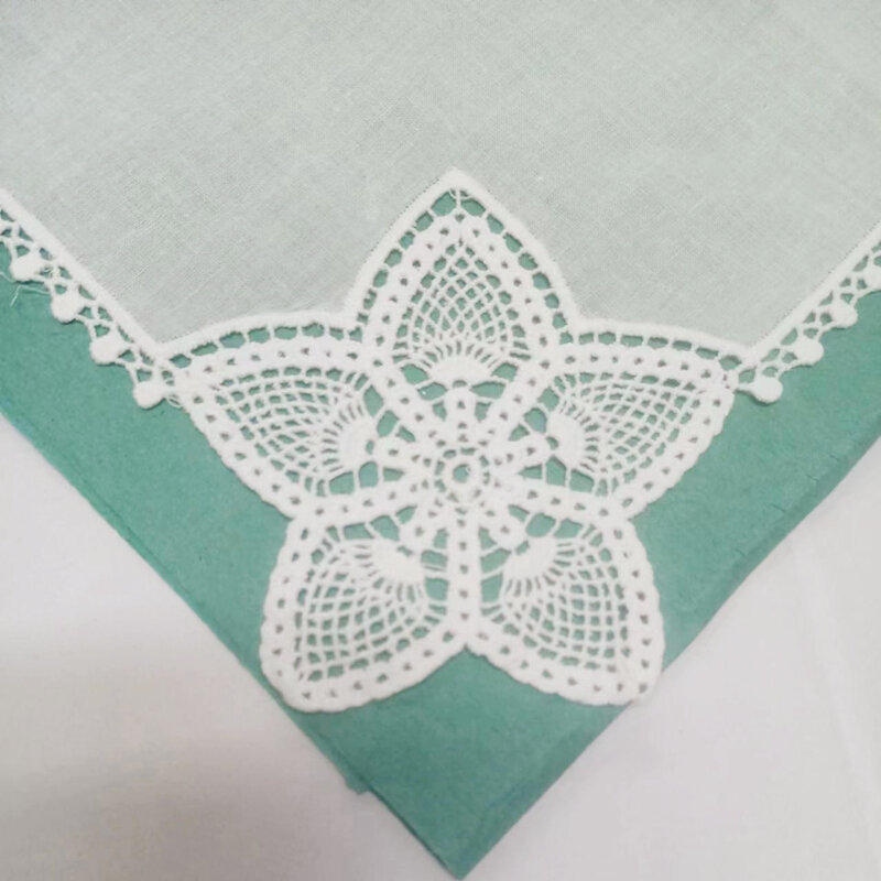 Conjunto de 12 pañuelos de algodón de moda, pañuelo de boda, pañuelo de encaje Vintage para novia/mujer