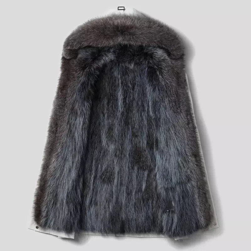 AYUNSUE Winter Fur Coat Men Clothes Parkas Raccoon Fur Liner Detachable Coat Mid-length Warm Hooded Male Fur Jacket Chaquetas Lq