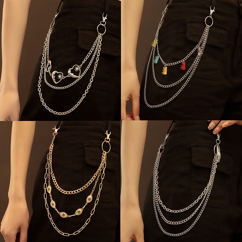 Autumn And Winter Trendy Cool Cut-out Love Multi-layer Trouser Chain Waistband With Metal Belt Chain Accessories