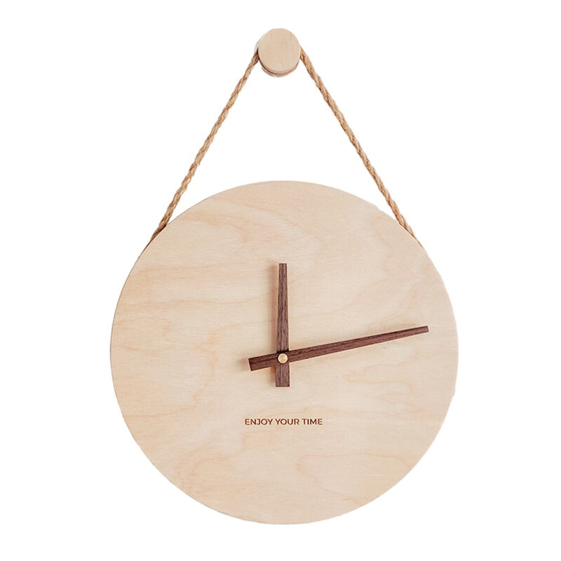 Manual Measurement Data Wooden Hanging Rope Suitable For Living Room Table Wall Wood Aesthetic Clock Diameter Cm