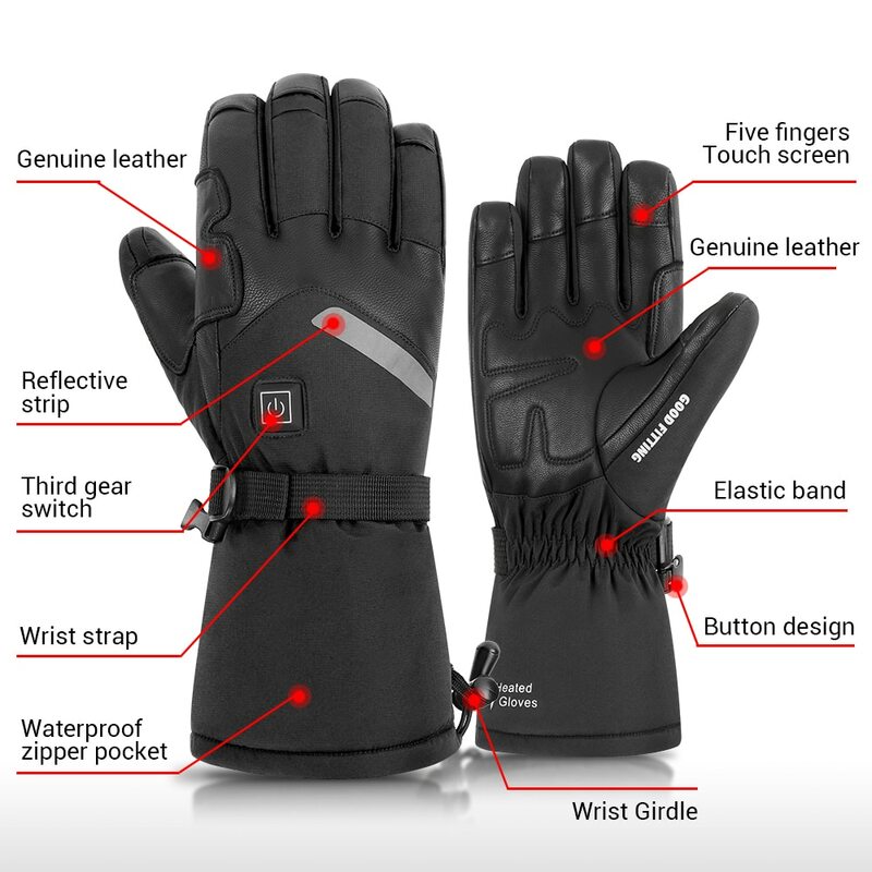 Do ogrzewania rękawiczek zimowe ciepłe termiczne rękawice narciarskie na snowboardzie polowanie na ryby wodoodporne podgrzewane rękawice akumulatorowe