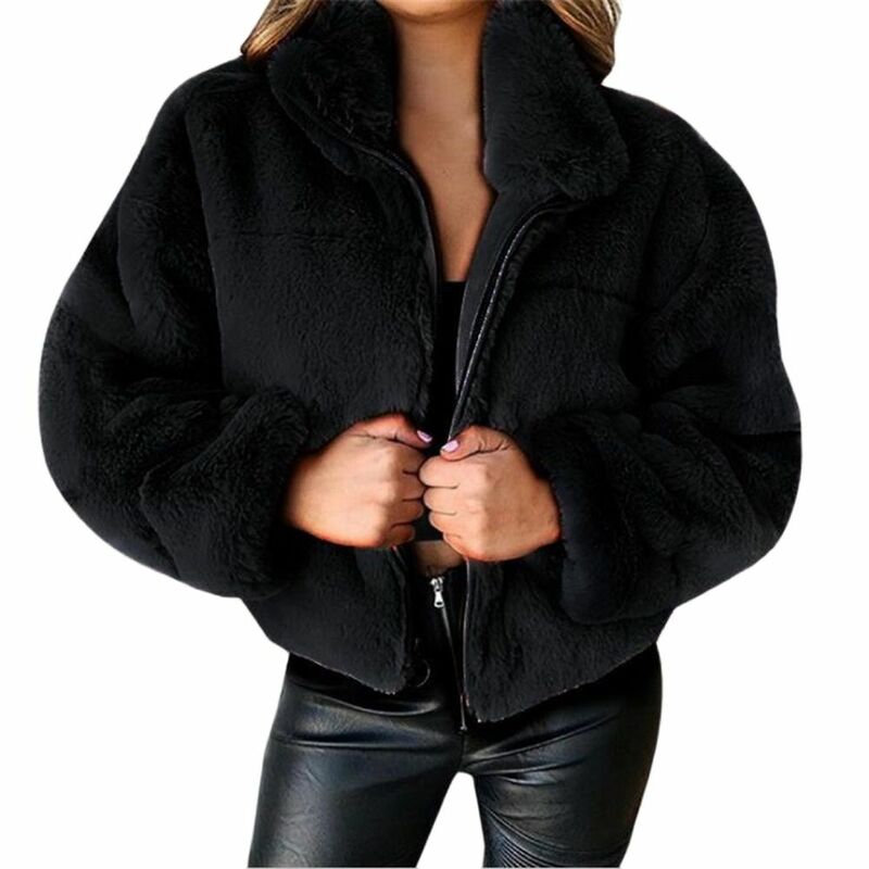 2024 5xl зимнее женское теплое пальто из искусственного меха, модные однотонные Плюшевые куртки на молнии, верхняя одежда, женская одежда, мягкая пушистая Осенняя горячая распродажа