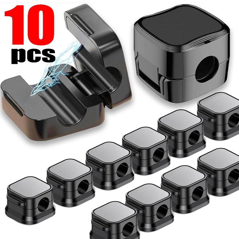Clips magnéticos para Cables de 1/10 piezas, soporte ajustable suave para gestión de Cables debajo del escritorio, organizador de Cables