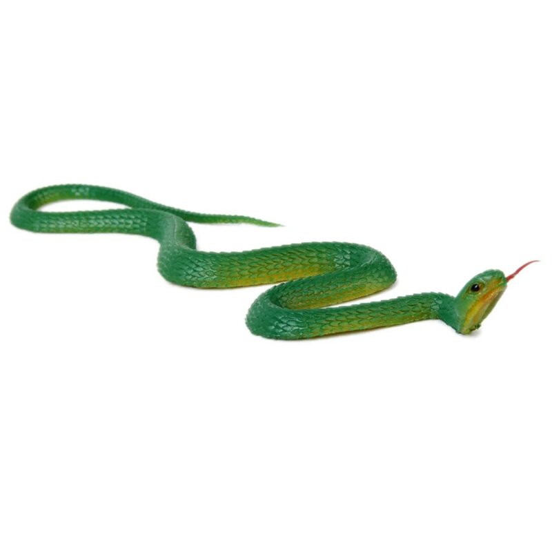 Mainan simulasi plastik lembut mainan ujung karet ular simulasi-Hijau