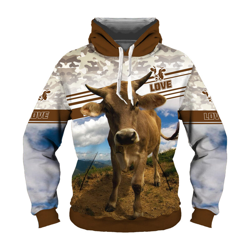 Animal Cattle 3D Printed Hoodie Sweatshirts Men Women Fashion Casual Funny Pullovers Hip Hop Hoodies