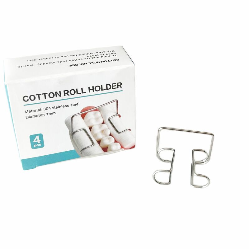 Porte-rouleau de coton jetable en acier inoxydable, pour dentistes, cliniques, outils dentaires, 4 pièces/boîte