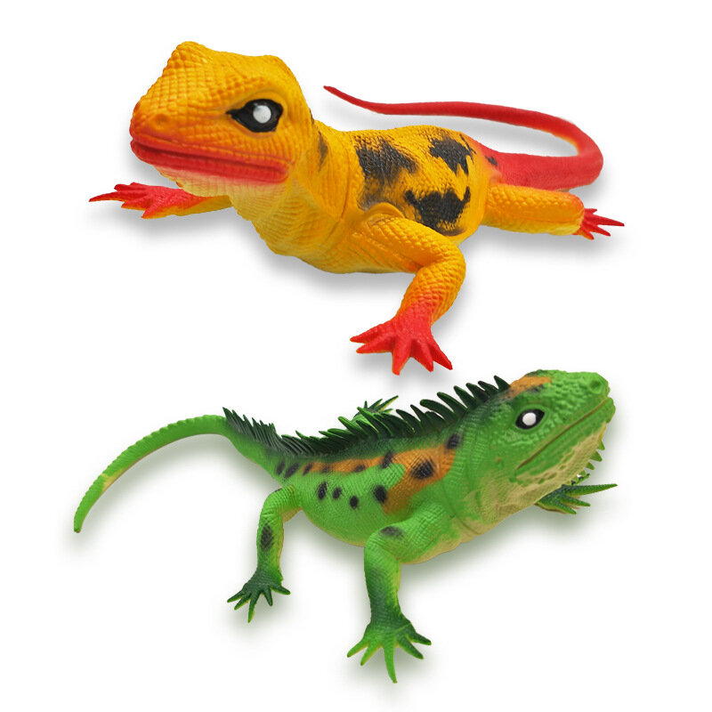 Mainan Model reptil karet lembut, kadal simulasi, Squeaking dan kadal vokal, mainan anak-anak ventilasi rumit hewan
