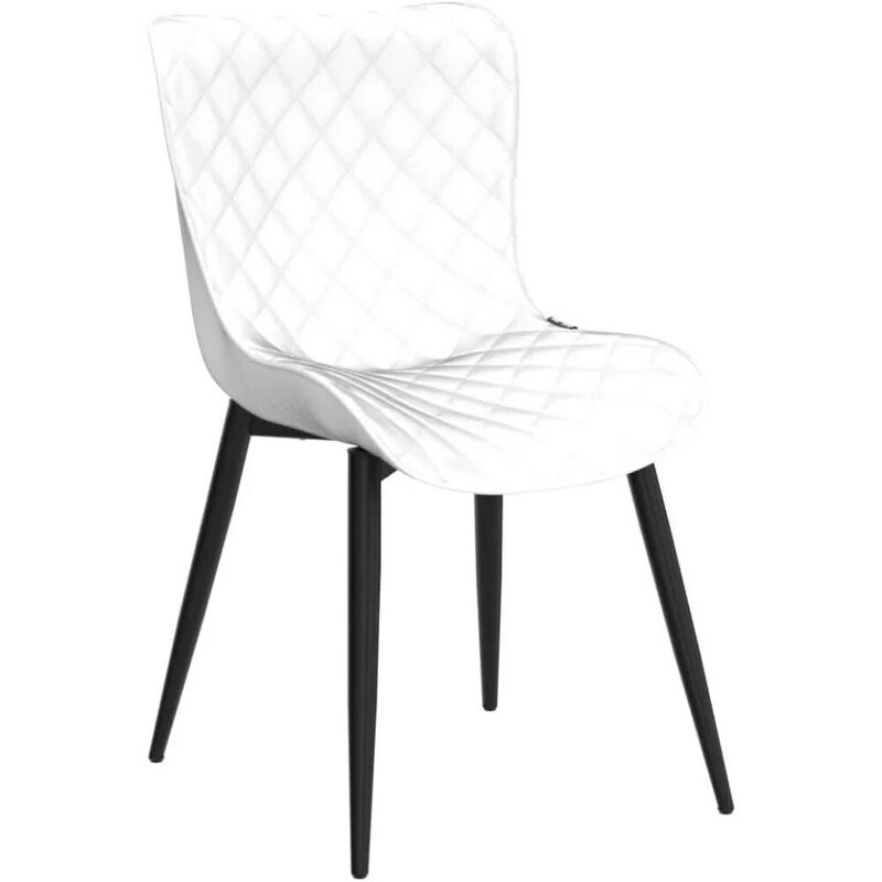 모던한 흰색 식당 의자, 가죽 팔걸이 의자, 거실 주방 침실 의자, 2 개 세트