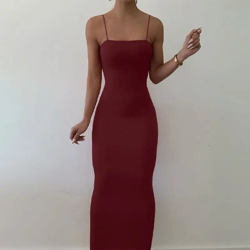 Women's Hair Styling Camisole Long Dress - Autumn's New Arrival with Slim-Fitting and Fashionable Design