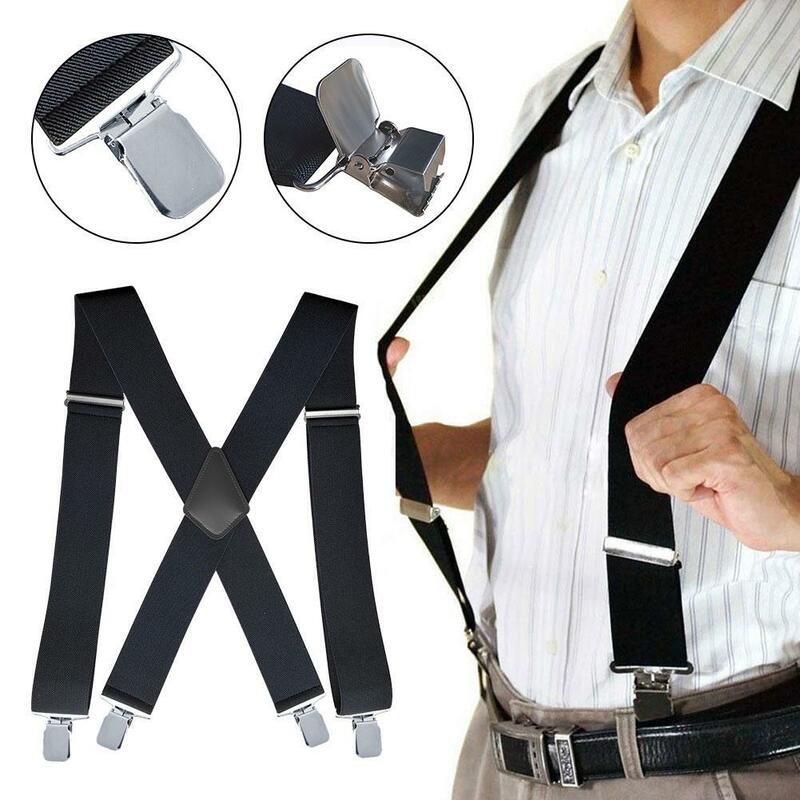 Heavy Duty Work Suspenders for Men Adjustable High Elastic Big Tall Trouser Braces Big Size Work Suspenders with 4 Strong Clips