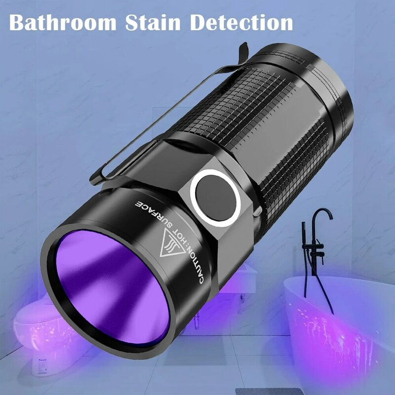 Mini UV 395NM LED CLIP EDC Flashlight 3Mode 395nm Mini LED Light Flashlight Detector for Pets Urine and Stains