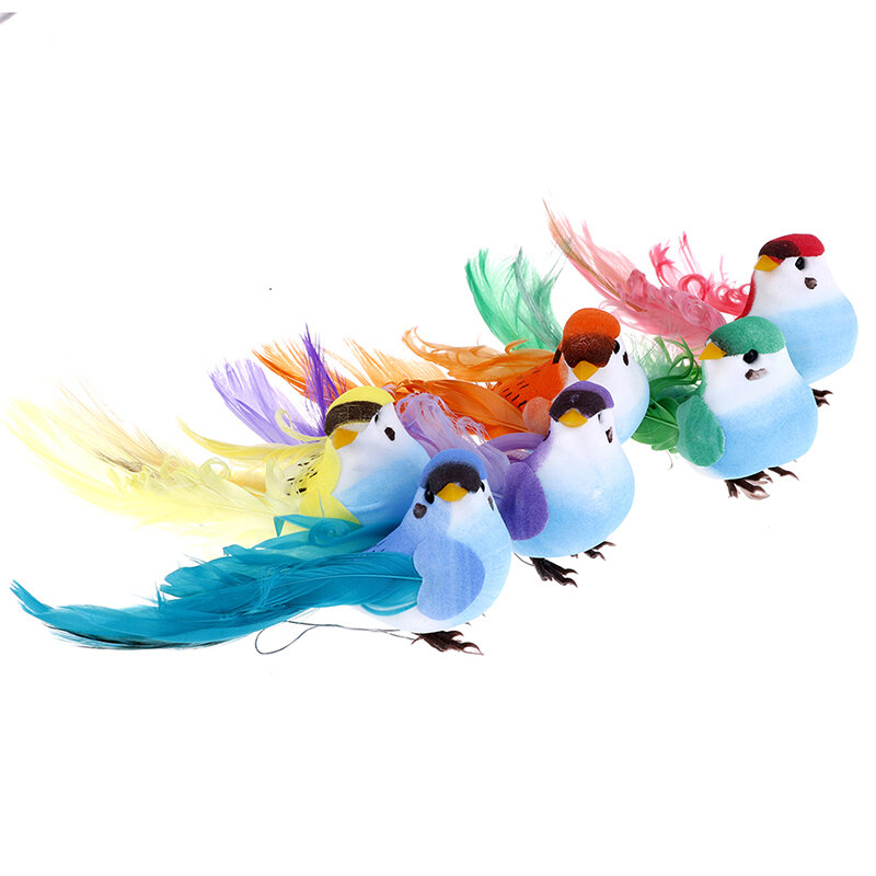 1pc simulação aleatória espuma de penas colorido pássaro jardim pássaro gramado prop decoração miniaturas