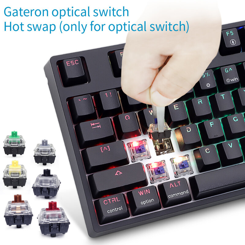 Factory wholesale wired rgb colorful 87keys gk87 ergonomics 80% gaming mechanical keyboard