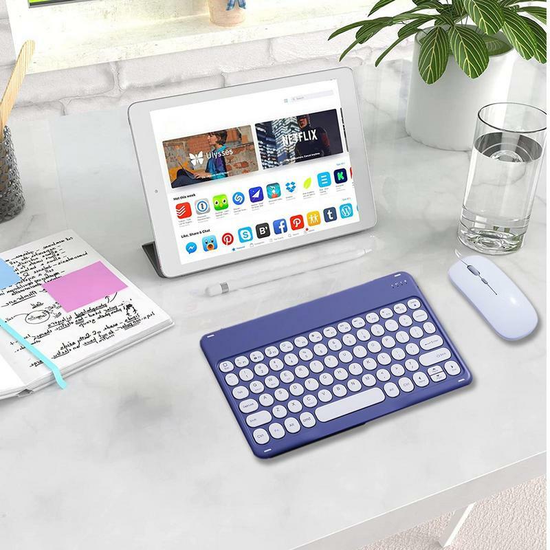 Keyboard nirkabel Tablet, tombol kunci bulat magnetik Keyboard nirkabel Mini untuk ponsel Tablet