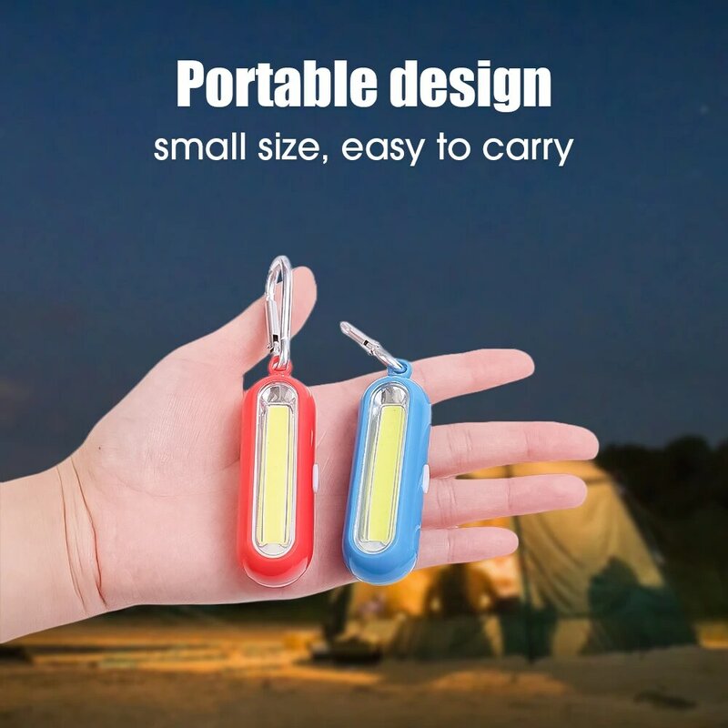 LLavero de luz LED portátil COB, linterna táctica de bolsillo, 3 modos, alimentada por batería, lámpara de pesca para acampar al aire libre