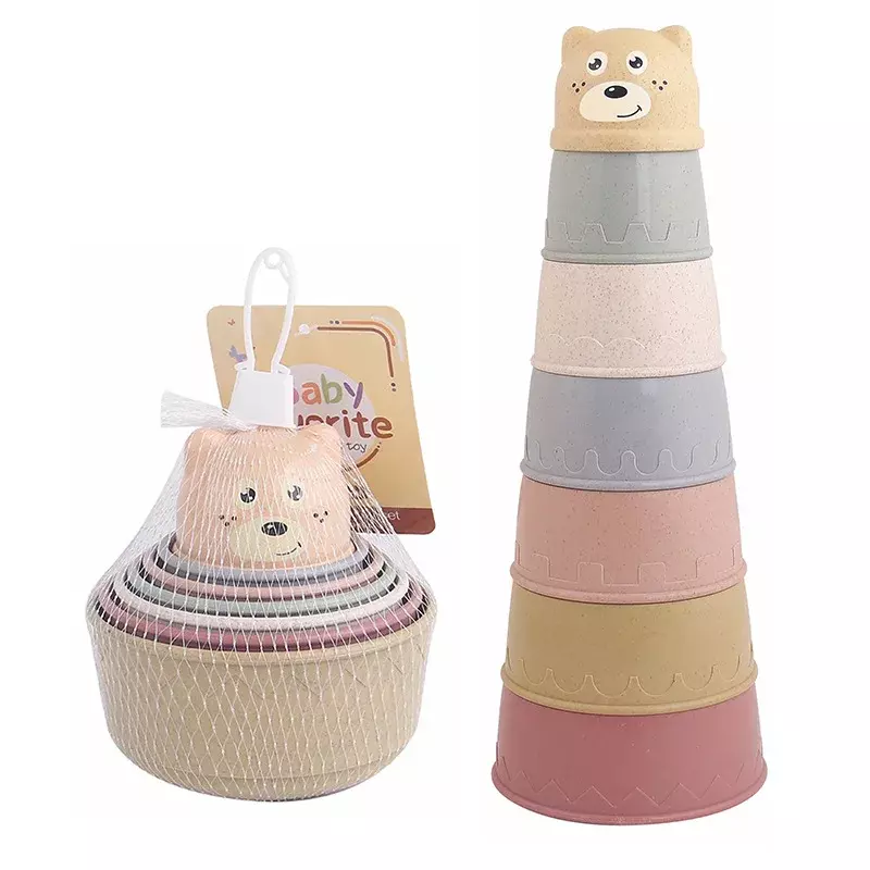 Baby Stacking Cup Bath Toys Child Early Educational Baby Toys Rainbow Stacking Children Gift