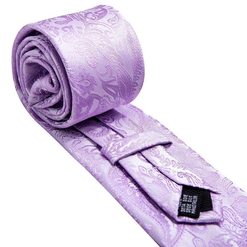 Conjunto de corbata de seda para hombre, corbata de negocios a rayas de Cachemira sólida, púrpura y violeta, gemelos Handky, Barry.Wang, regalo Masculino