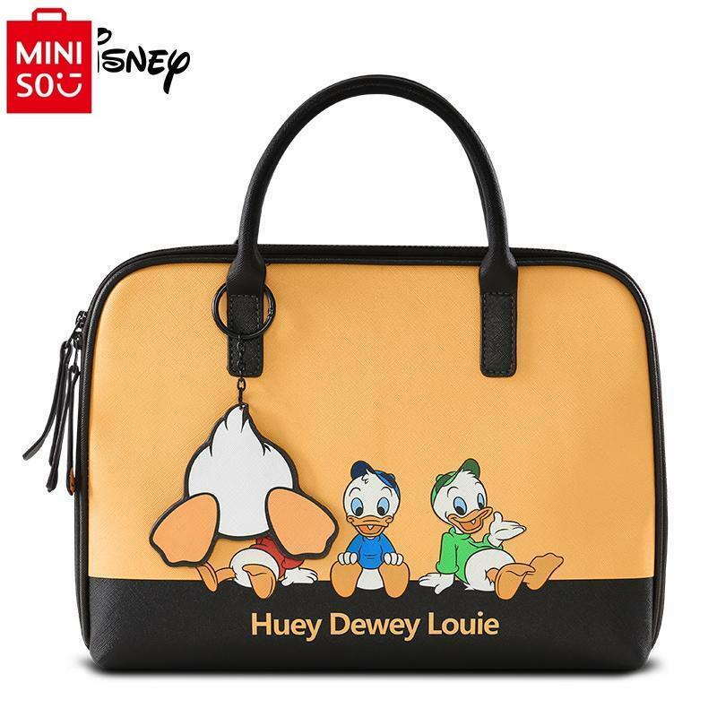 MINISO Disney-funda para portátil de Pato Donald, maletín de alta calidad, multifuncional, gran capacidad de almacenamiento, para estudiantes, 14, 13, 13,3