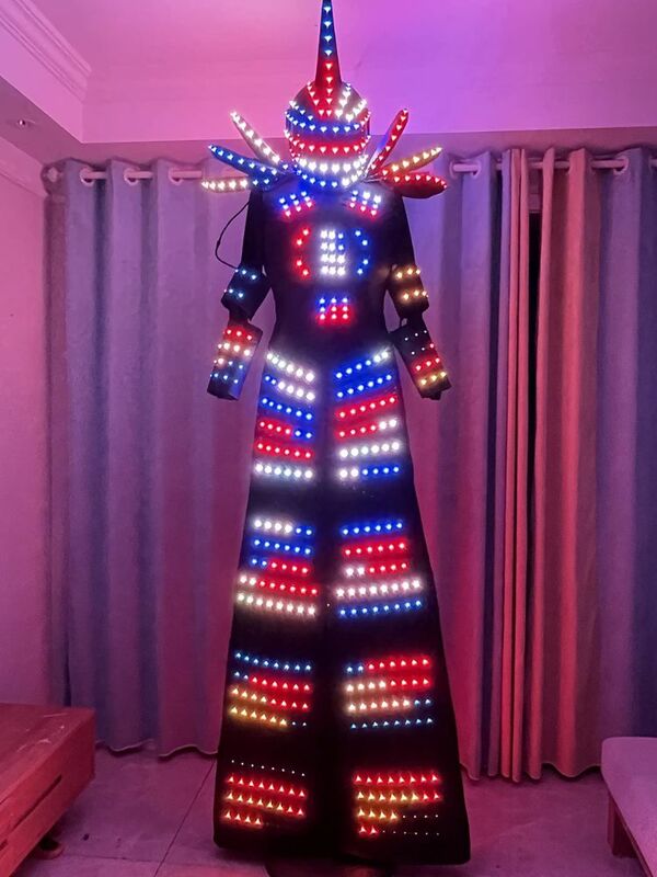 Costume de robot léger à LED imbibé de casque, vêtements de marcheur explorez asses, veste Shoous, spectacle sur scène, fête