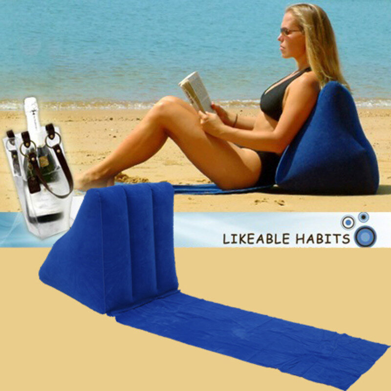 Inflável praia esteira triângulo praia almofada viagem ao ar livre travesseiro assento espreguiçadeira cadeira impermeável pvc reunindo móveis