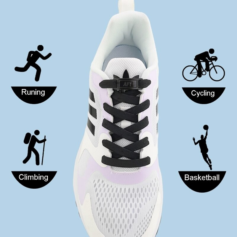 1 paio nuova fibbia in metallo AF1 senza cravatta lacci per scarpe Sneaker 8MM lacci elastici piatti allargati per bambini e lacci per scarpe per adulti
