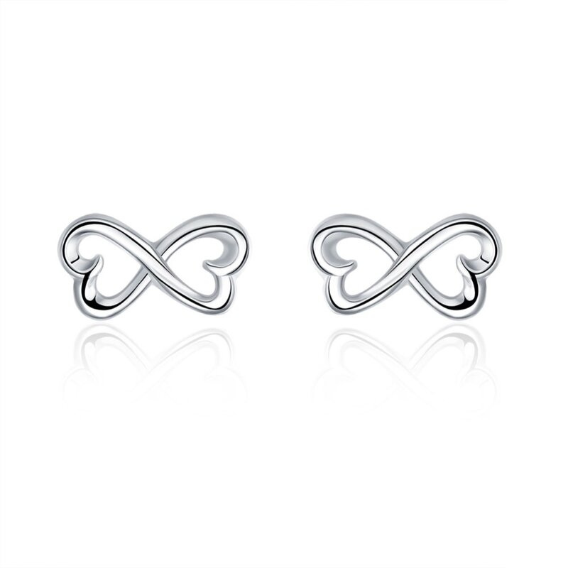 Silver Color New Cute Bow Stud Earrings for Women Fashion Earring Bowknot Earring Wedding Engagement Jewelry Gift