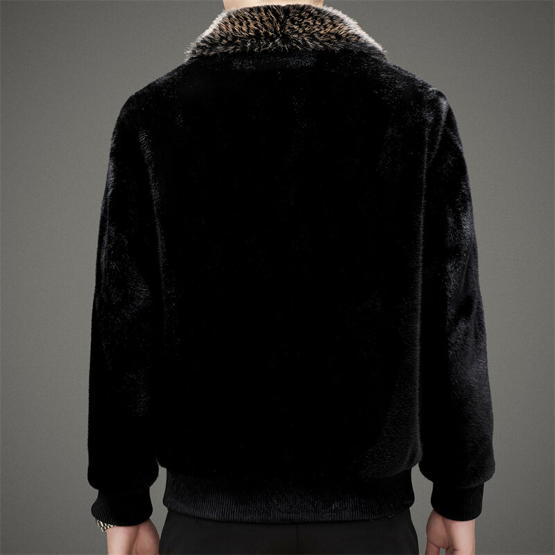 High Quality Gold Mink Coat Men Winter New Fashion Warm Trend V-shaped Lapel Youth Jacket Male Fashion Short Men's Wear