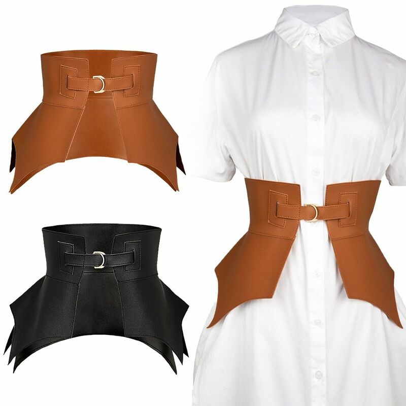Cinturón ancho de cuero sintético para mujer, cinturón largo Irregular, estilo Punk, moda de otoño e invierno