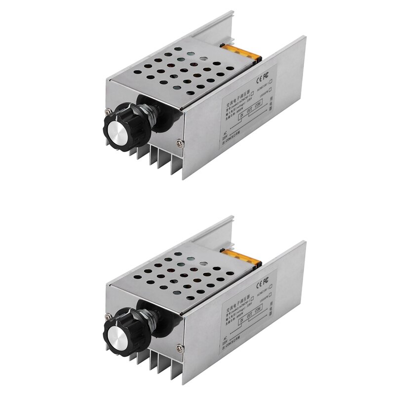 Hot 2X AC 220V 6000W SCR Voltage Regulator Controller Electronic Dimmer Thermostat Speed Regulation Mold With Case