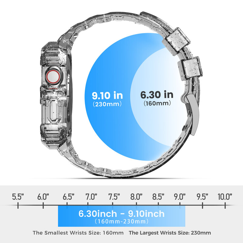 Clear Band + Case for Apple Watch 8 7 6 SE 5 3 2 Soft Transparent silicone Strap for iwatch Strap 40mm 44mm 42MM 41MM 45MM 38MM