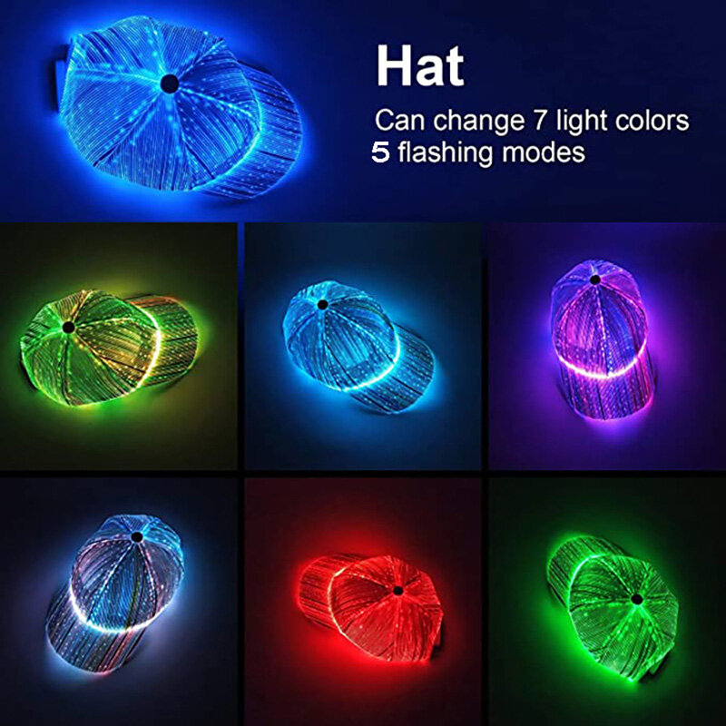 Casquette de baseball en fibre optique LED pour hommes et femmes, casquettes de festival, fête, masque Tim, casquette de baseball plonger oyante colorée, prohibe
