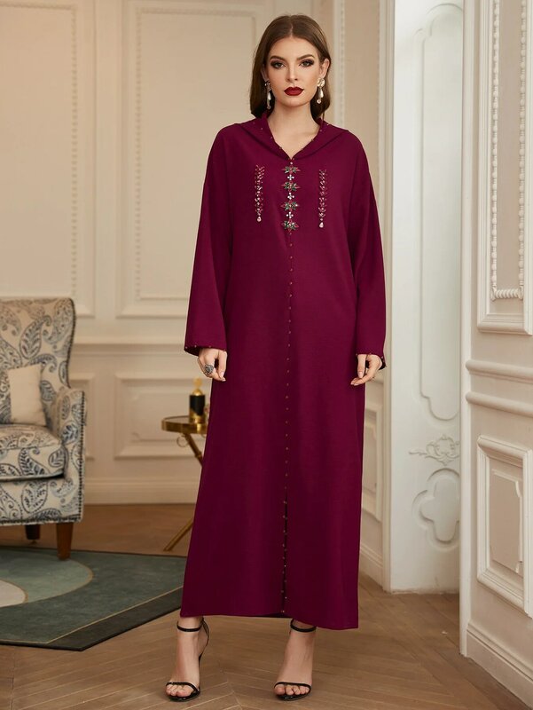 Jalabya marroquí para mujer, vestido de Ramadán islámico con cuello en V, Jellaba de manga larga, Abaya suelta amarilla, ropa árabe de Dubái