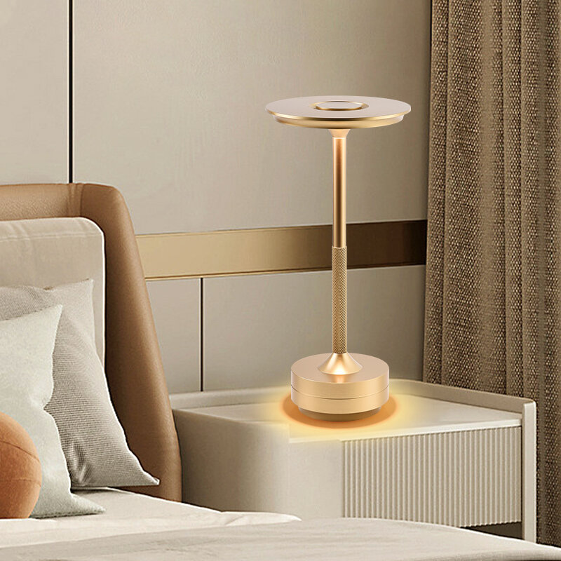Lámpara LED de mesa con carga USB, luz táctil superior de tres colores, atenuación continua, diseño simple, resistente al agua